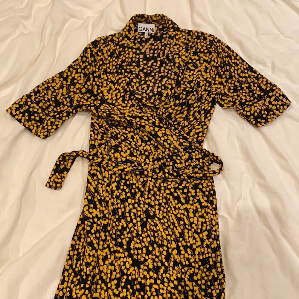 Ganni crepe wrap dress, 38